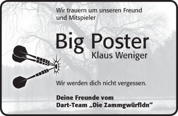 Traueranzeige von Klaus Weniger von Pegnitz-Zeitung
